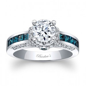 engagement ring with blue gem