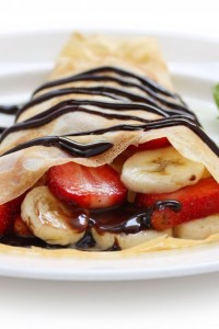 Healthy fruit breakfast with crepes recipe